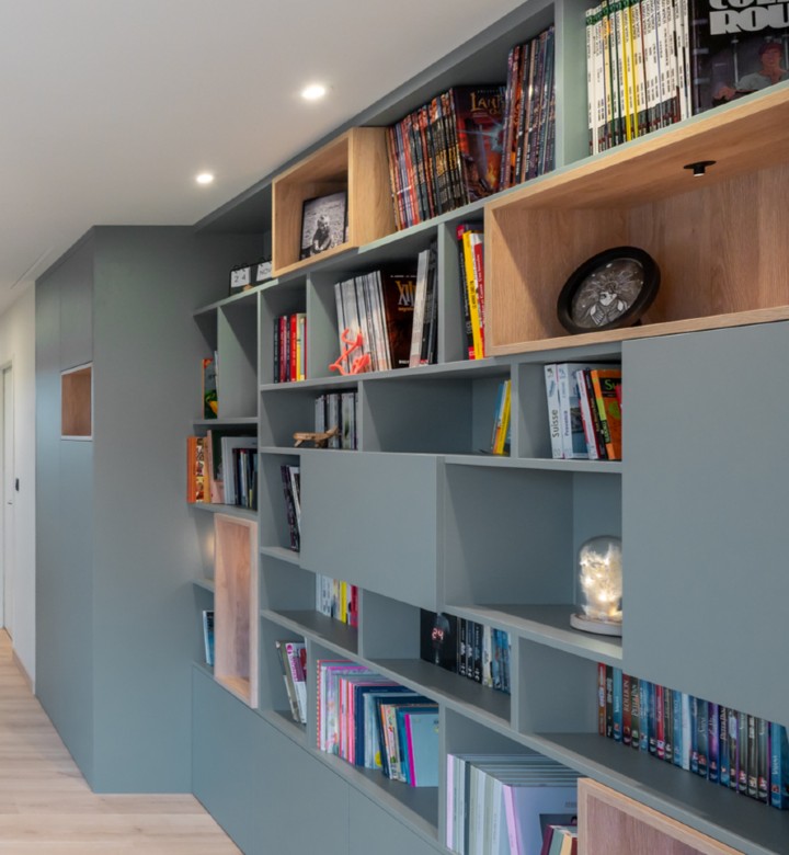 Ambiance cosy et chaleureuse pour cette Family Room